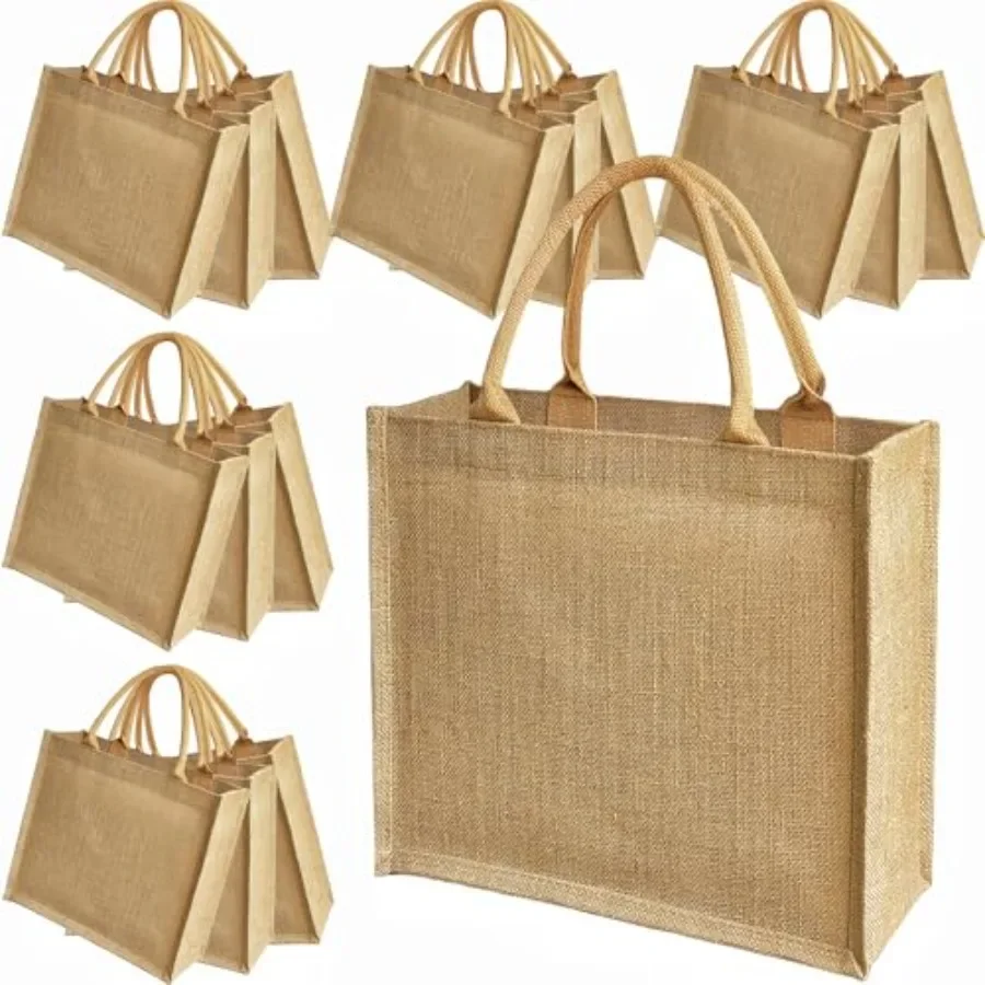 Tote Bag Beach - 15 Pack Burlap Tote Bags 12x12x6