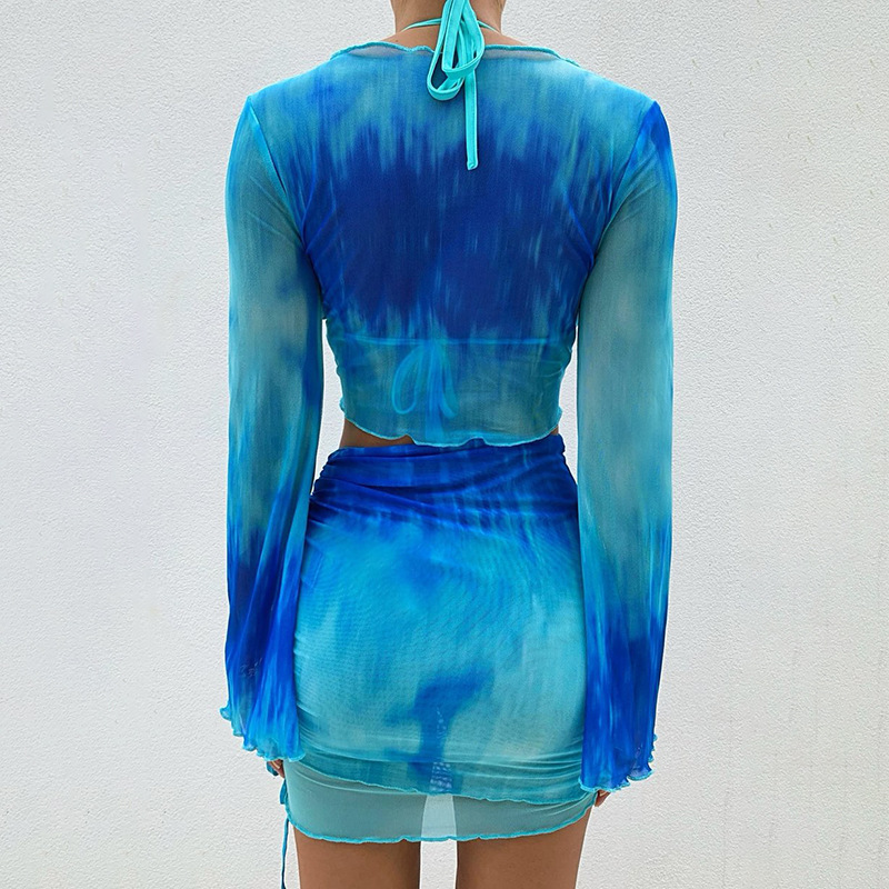 Nsangu Sexy Two Piece Set Blue - Crop Top Crochet のレビューと価格
