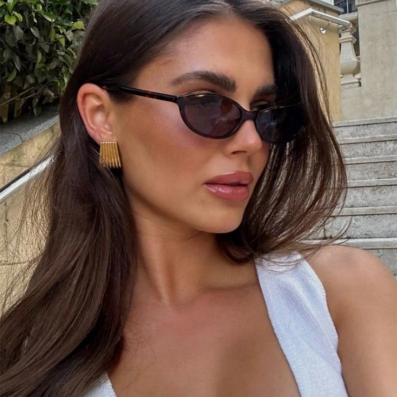 Retro Oval Frame Sunglasses Fa - Sunglasses Cat Eye のレビューと価格