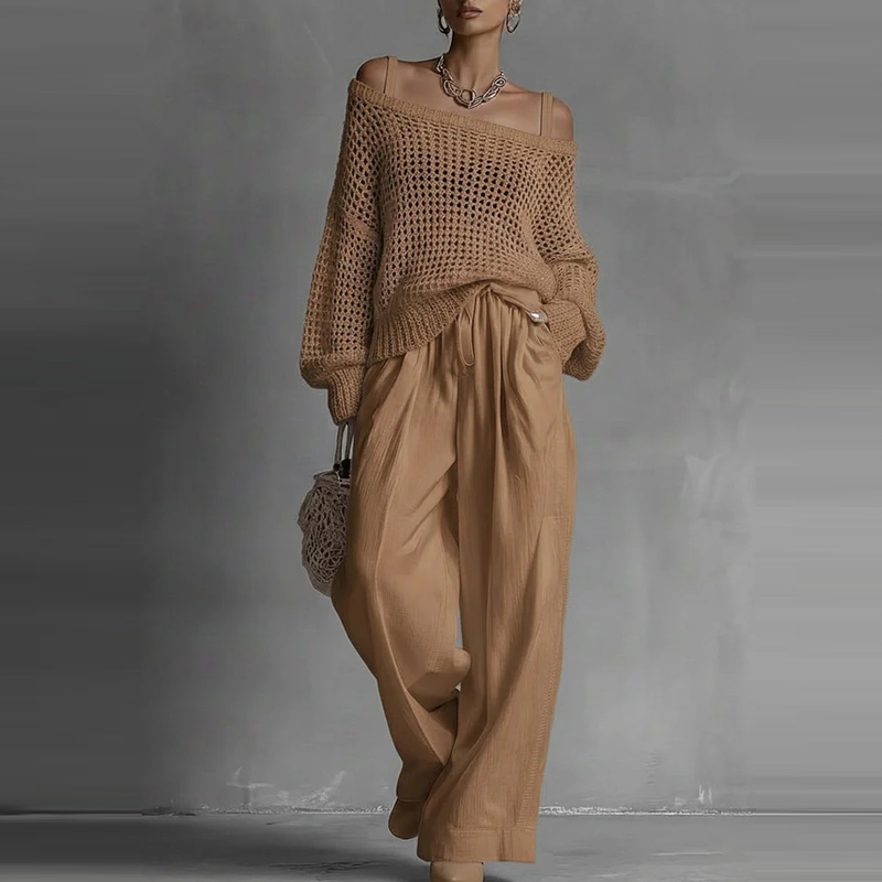 Fashion Solid One Shoulder Lon - Linen Pant Wide のレビューと価格