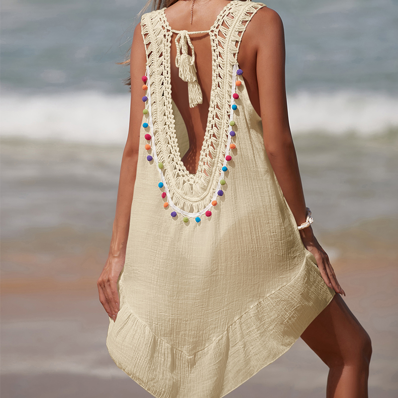Women V-Neck Backless Hollow O - Cover Up Kaftan のレビューと価格