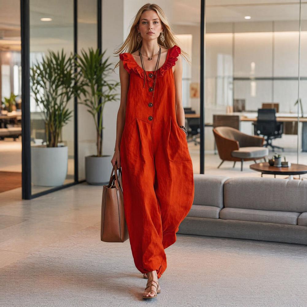 Women Jumpsuit Breathable Rela - Jumpsuit Linen Relaxed のレビューと価格