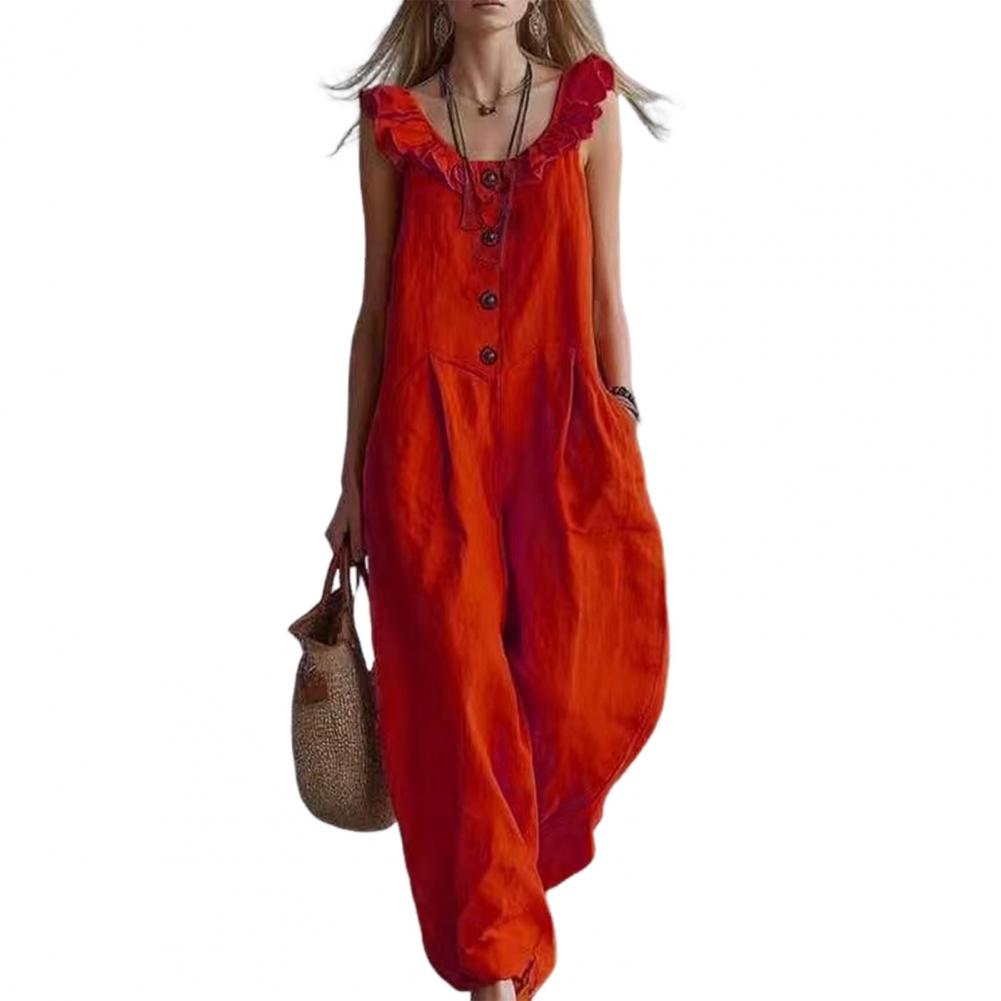 Women Jumpsuit Breathable Rela - Jumpsuit Linen Relaxed のレビューと価格
