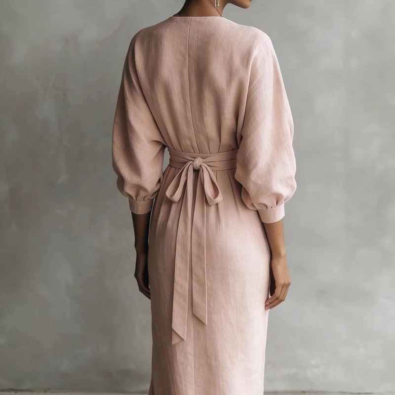 Women's Pink Linen Wrap Maxi D - Linen Dress Wrap のレビューと価格
