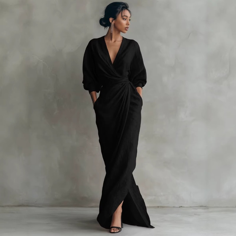Women's Pink Linen Wrap Maxi D - Linen Dress Wrap のレビューと価格