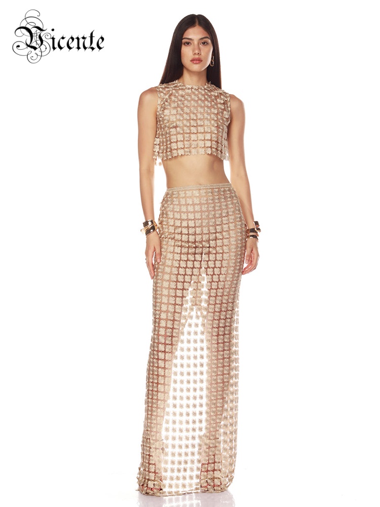 VC Stylish Beige Sleeveless Cr - Crop Top Crochet のレビューと価格