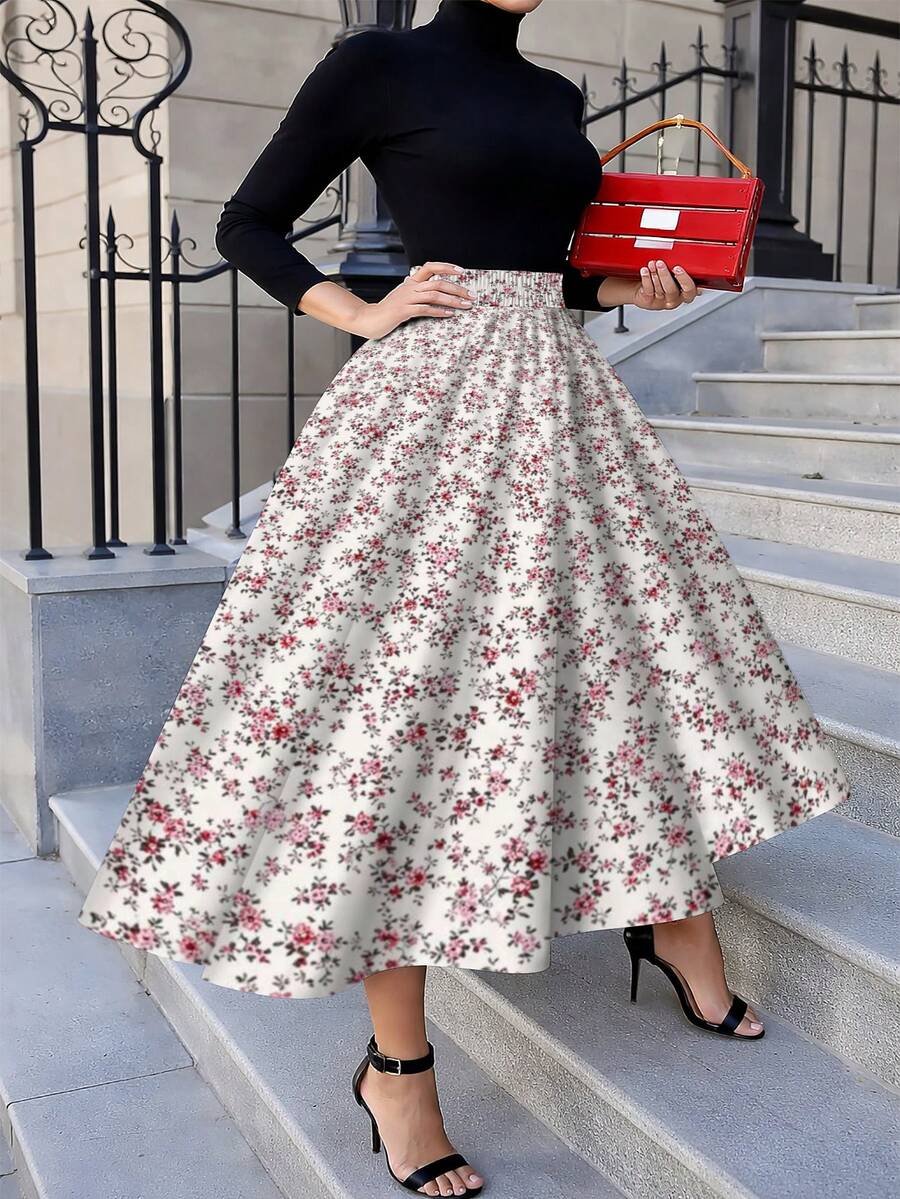 Oversized Floral Midi Skirt Pi - Midi Skirt Floral のレビューと価格