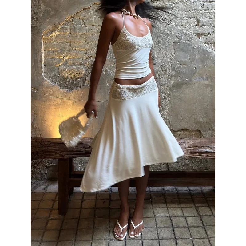Sexy Lace Patchwork Sling Top  - Maxi Dress Halter のレビューと価格
