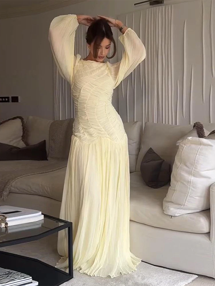 BWQ Elegant Chiffon Pleated Lo - Linen Dress Wrap のレビューと価格
