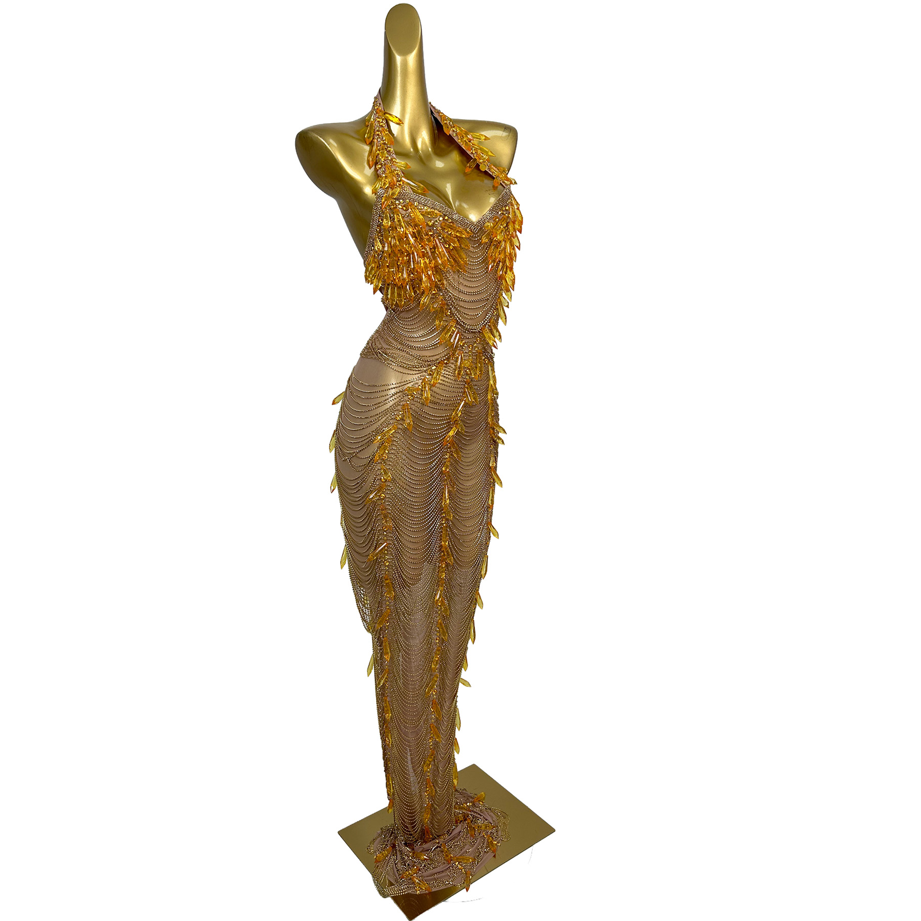 Ailisi Women Luxury Gold Cryst - Maxi Dress Halter のレビューと価格