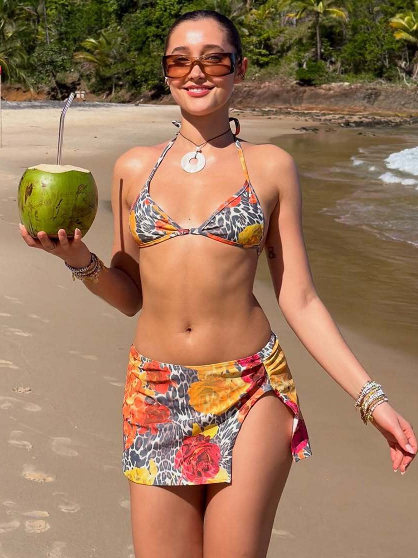 Hugcitar Polka Dot Print 3 Pie - Swimsuit Bikini Ruched のレビューと価格