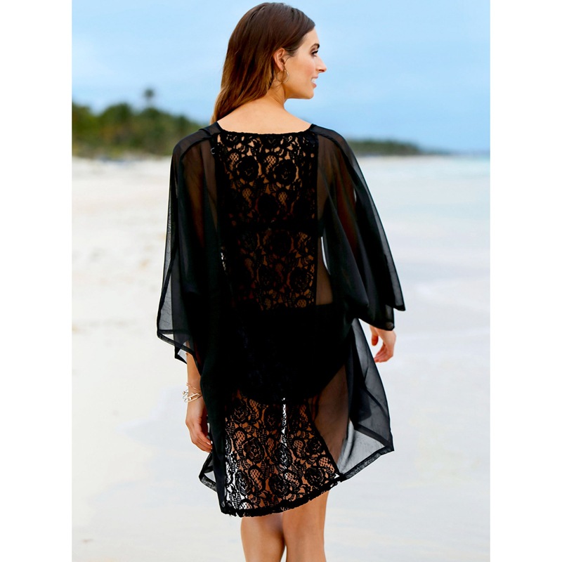Women's Elegant Black Sheer Ki - Kimono Sheer Floral のレビューと価格