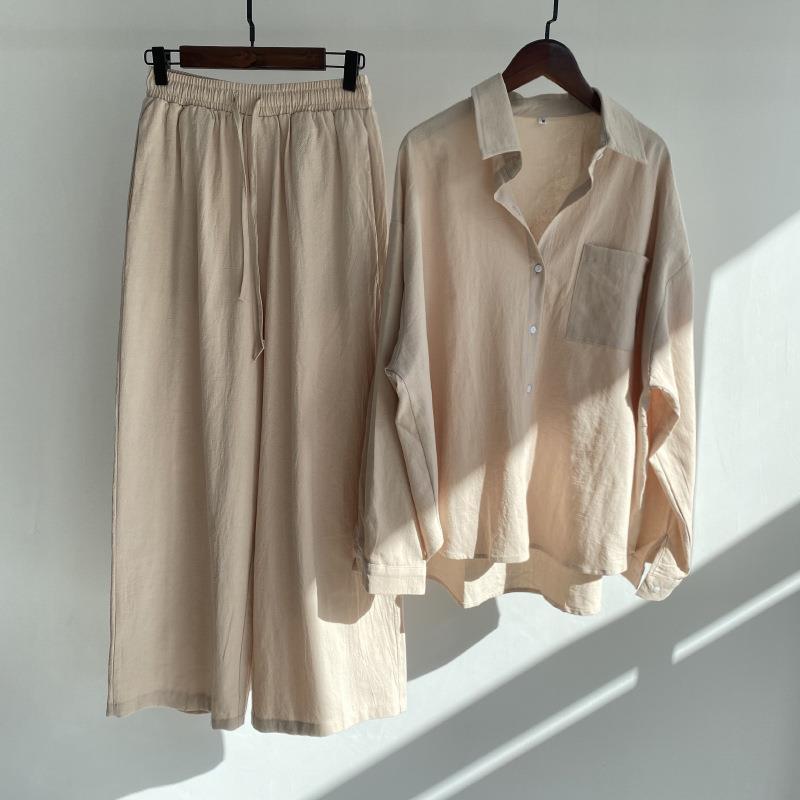 Women Cotton Linen 2 Piece Set - Linen Pant Wide のレビューと価格