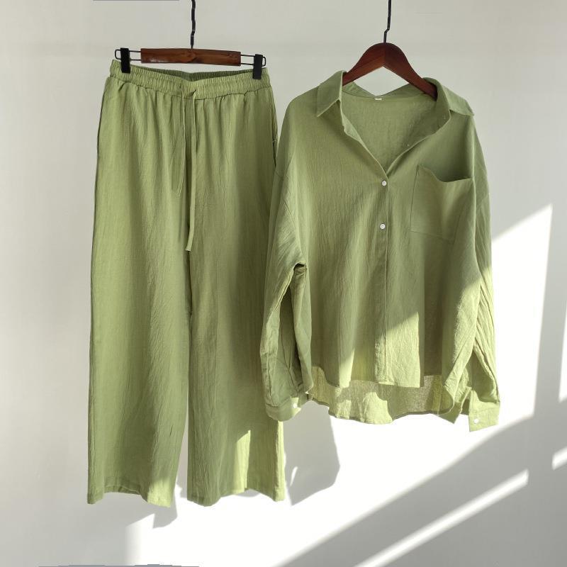 Women Cotton Linen 2 Piece Set - Linen Pant Wide のレビューと価格