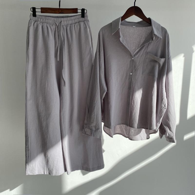 Women Cotton Linen 2 Piece Set - Linen Pant Wide のレビューと価格