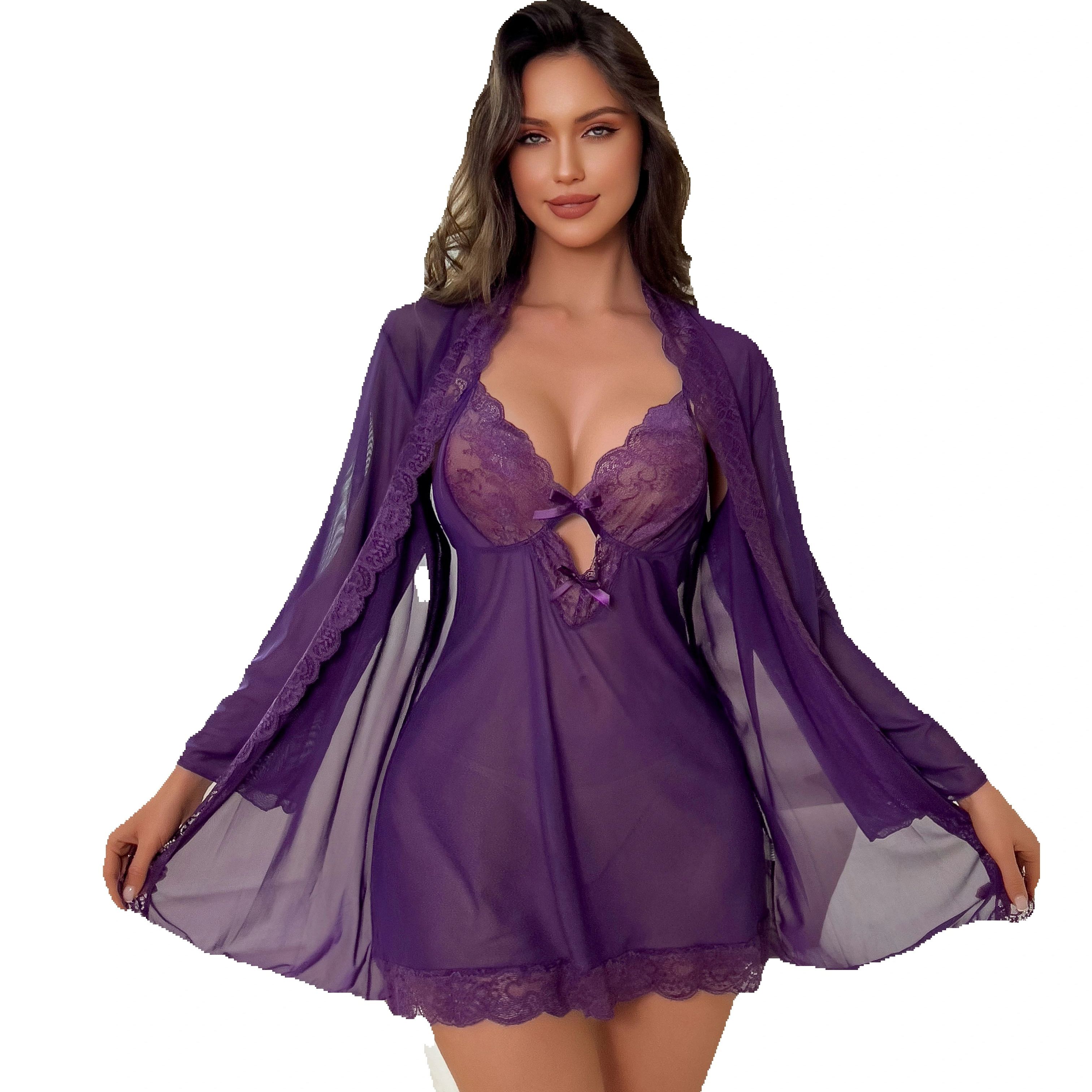 Women Sexy Lingerie Set Sheer  - Kimono Sheer Floral のレビューと価格
