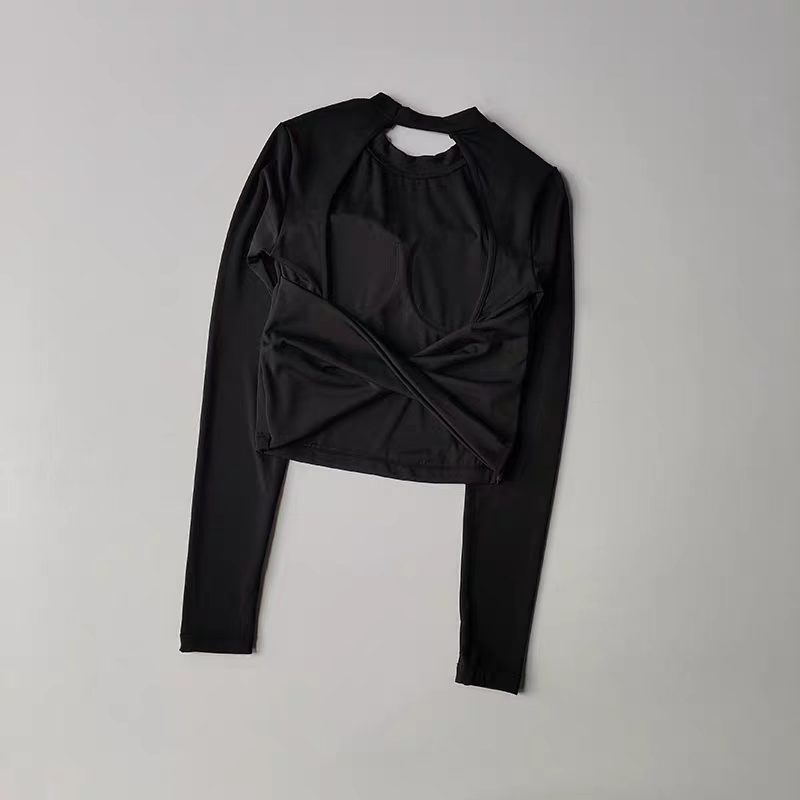 Women Long Sleeve Knotted Yoga - Crop Top Crochet のレビューと価格