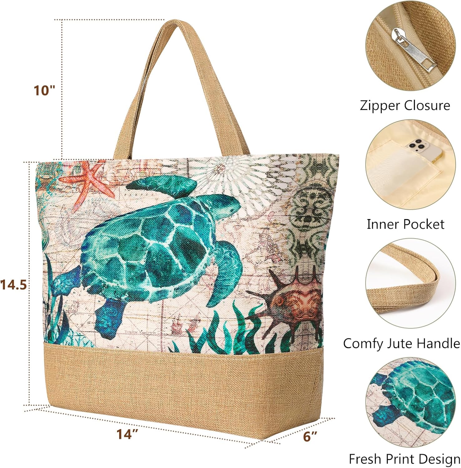 Large Beach Bag for Women with - Tote Bag Beach のレビューと価格