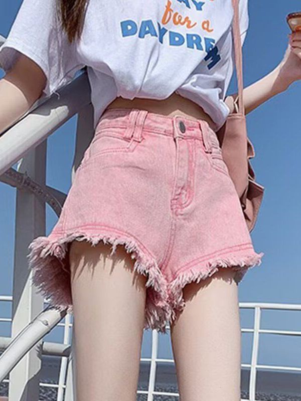 High Waist White Denim Shorts  - Shorts Denim Frayed のレビューと価格