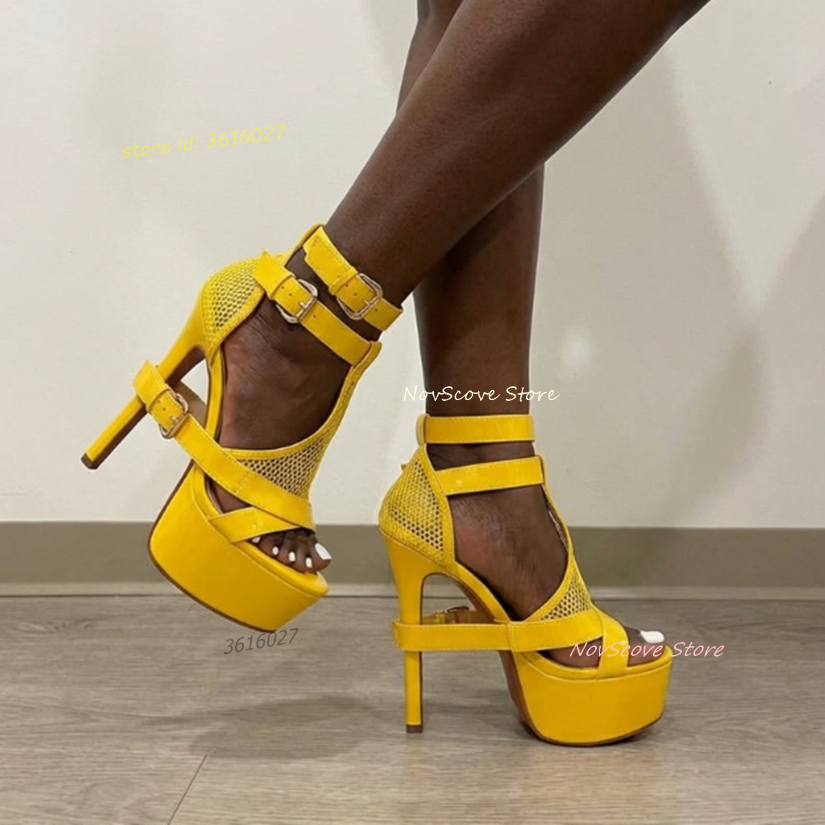 Yellow Open Toe Strappy Sandal - Sandal Strappy Heeled のレビューと価格