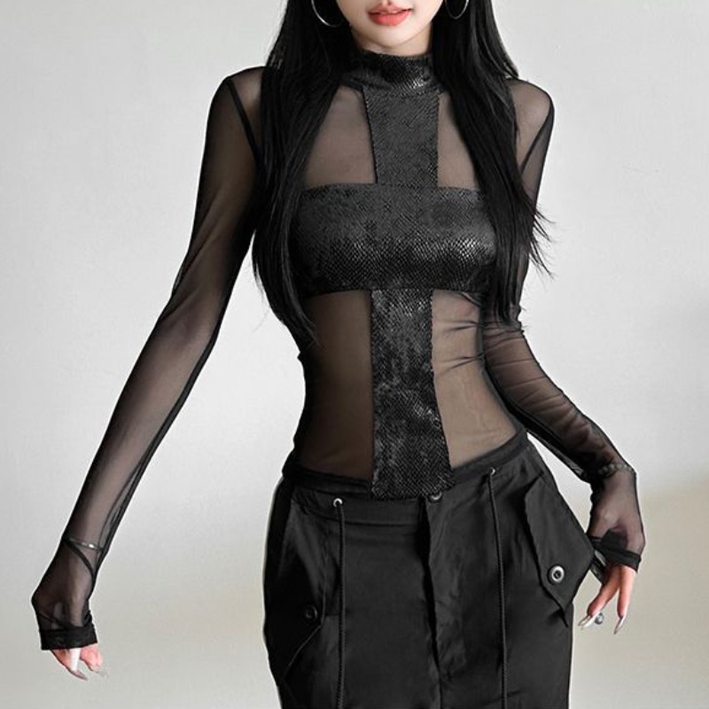 American Style Mesh Long Sleev - Blouse Off Shoulder のレビューと価格