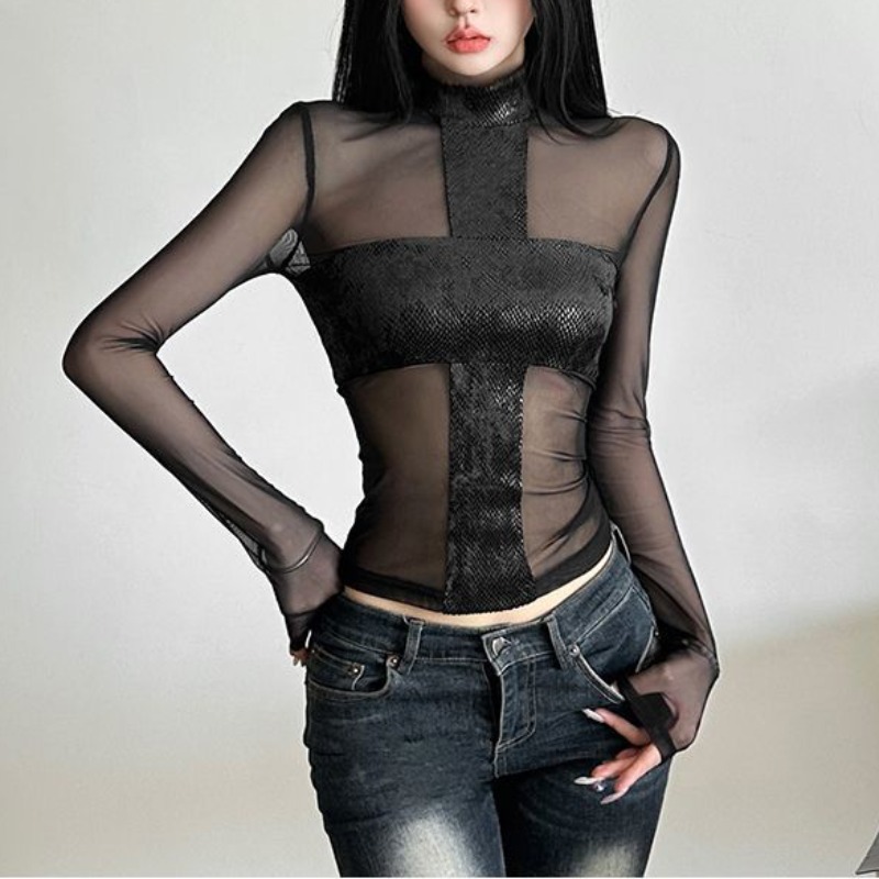American Style Mesh Long Sleev - Blouse Off Shoulder のレビューと価格