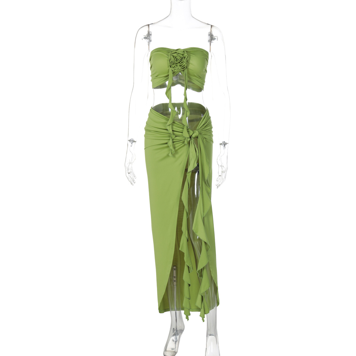 New Women Ruffles Split Midi S - Midi Skirt Floral のレビューと価格