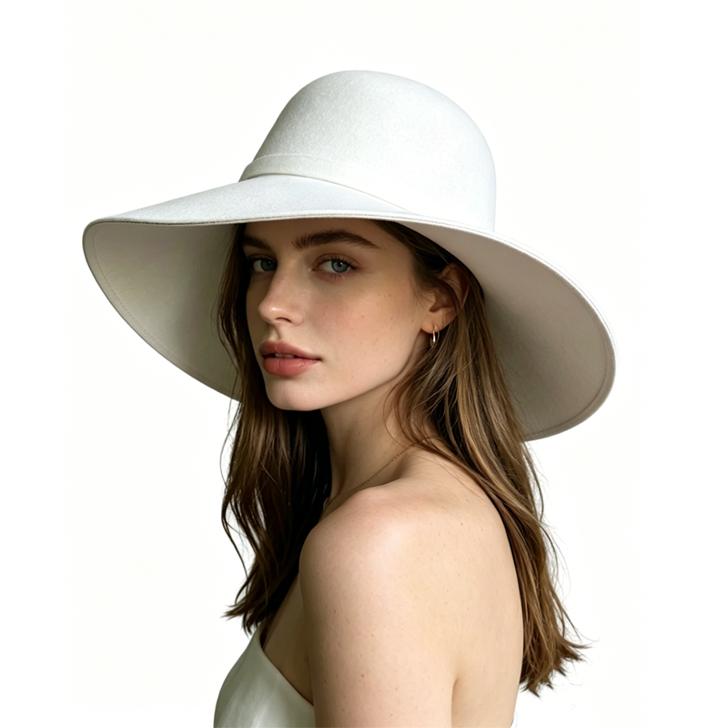 White Dome-shaped Ladies' Hat  - Hat Floppy Wide のレビューと価格
