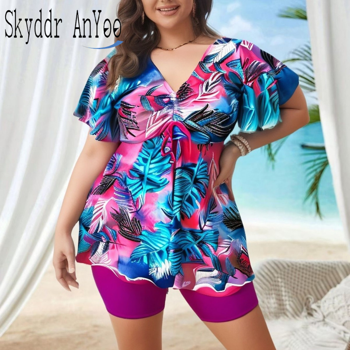 Women's Plus Size Tankini Swim - Romper Floral Print のレビューと価格