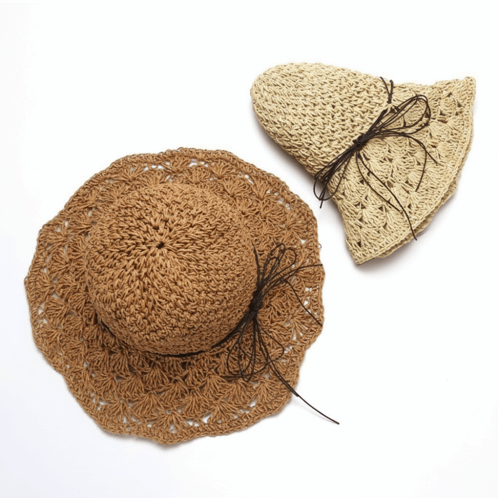 Handwoven Crochet Straw Hat Fo - Hat Floppy Wide のレビューと価格