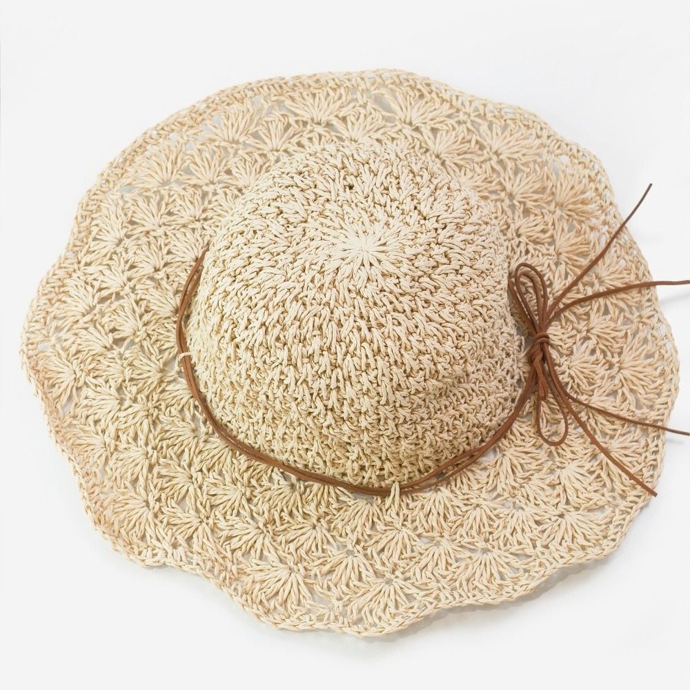 Handwoven Crochet Straw Hat Fo - Hat Floppy Wide のレビューと価格
