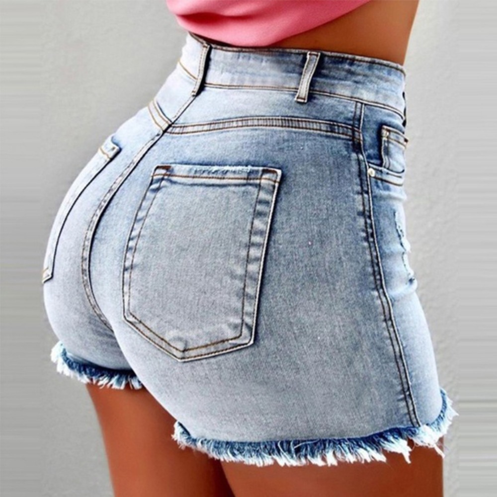 Women's High Waisted Denim Sho - Shorts Denim Frayed のレビューと価格