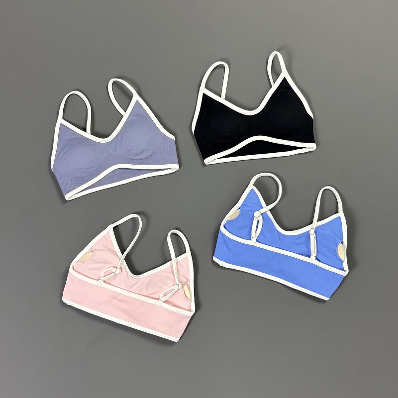 Women Contrastline Yoga Bra V  - Crop Top Crochet のレビューと価格