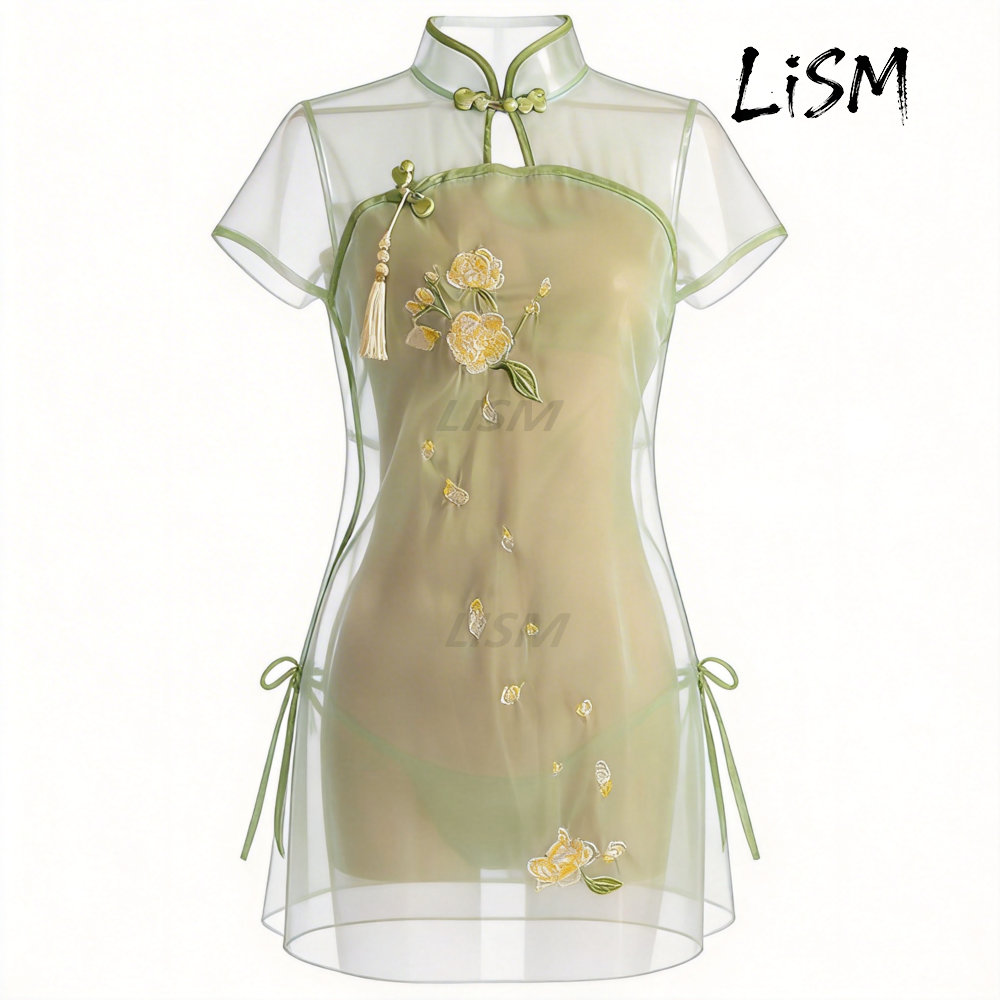 LiSM Women's Cheongsam Pajamas - Kimono Sheer Floral のレビューと価格