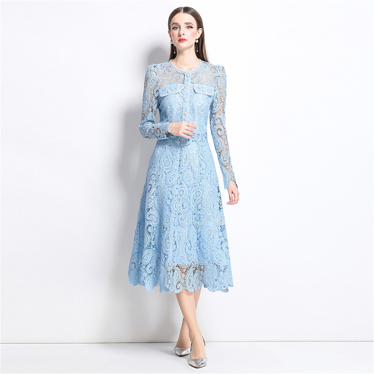 Spring Sweet Lace Flower Embro - Midi Skirt Floral のレビューと価格