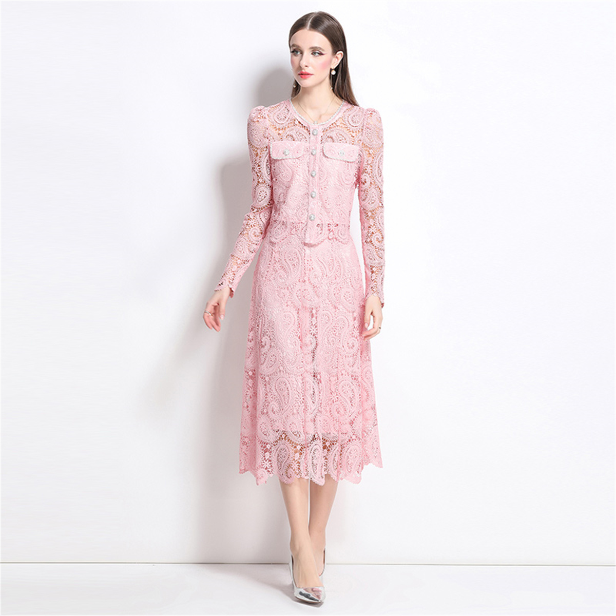 Spring Sweet Lace Flower Embro - Midi Skirt Floral のレビューと価格