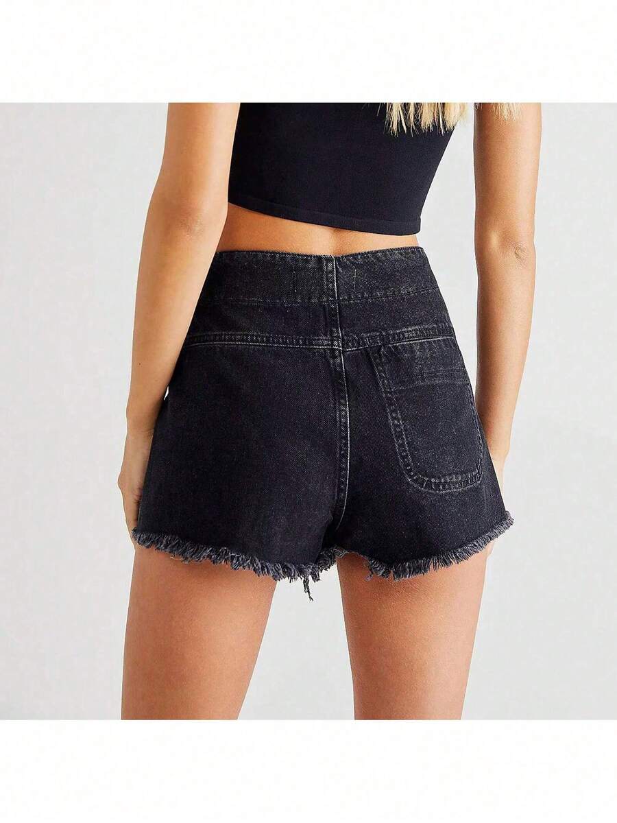 Women Denim Wrap Skort High Wa - Shorts Denim Frayed のレビューと価格