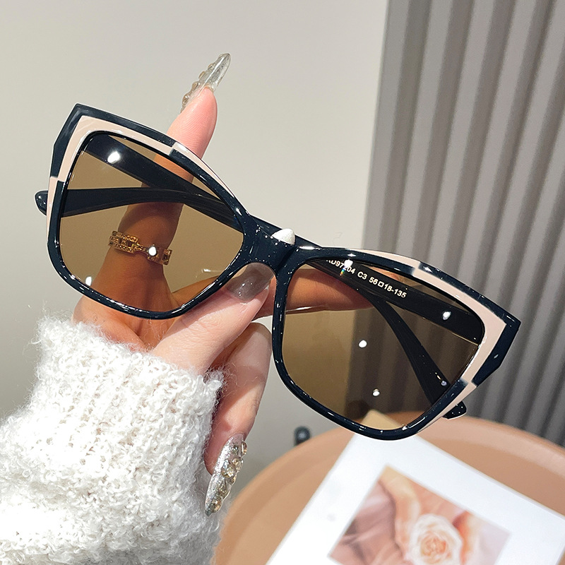 Women Color Block Cat Eye Eyeg - Sunglasses Cat Eye のレビューと価格