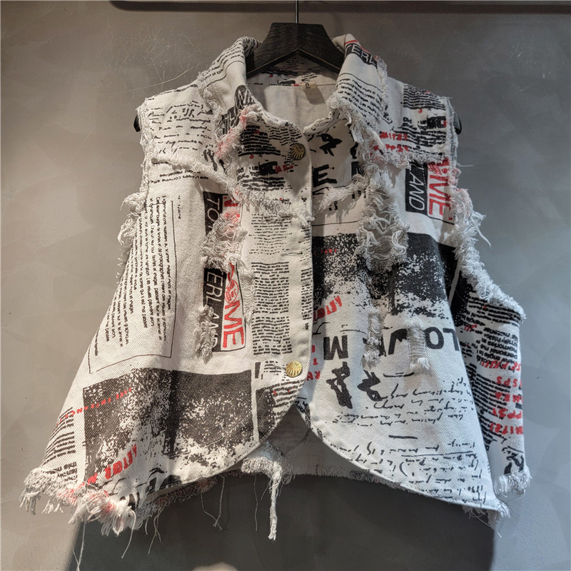 Chic Women Newspapers Letters  - Shorts Denim Frayed のレビューと価格