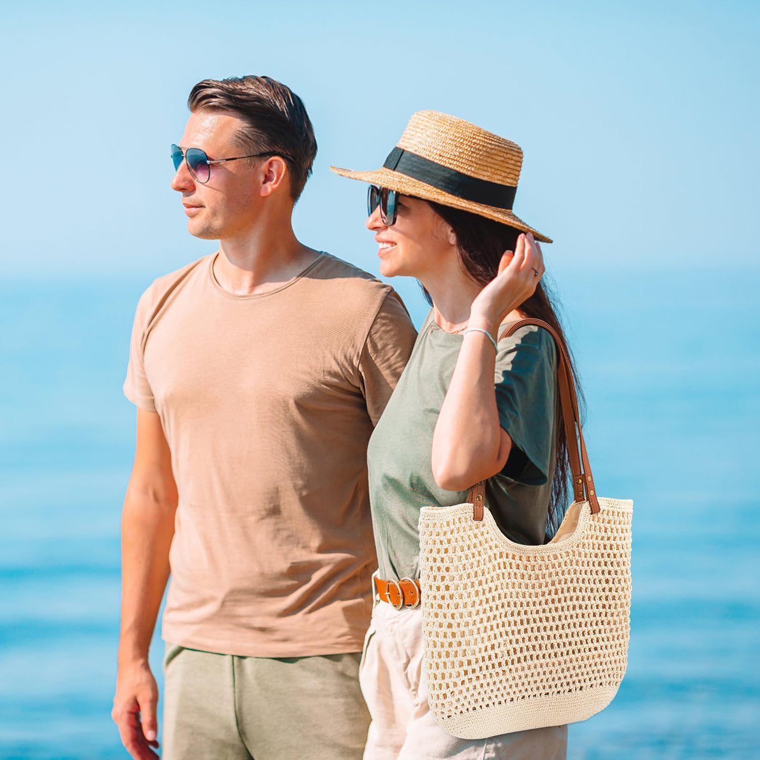 Crochet Beach Bag Purse, Boho  - Tote Bag Beach のレビューと価格