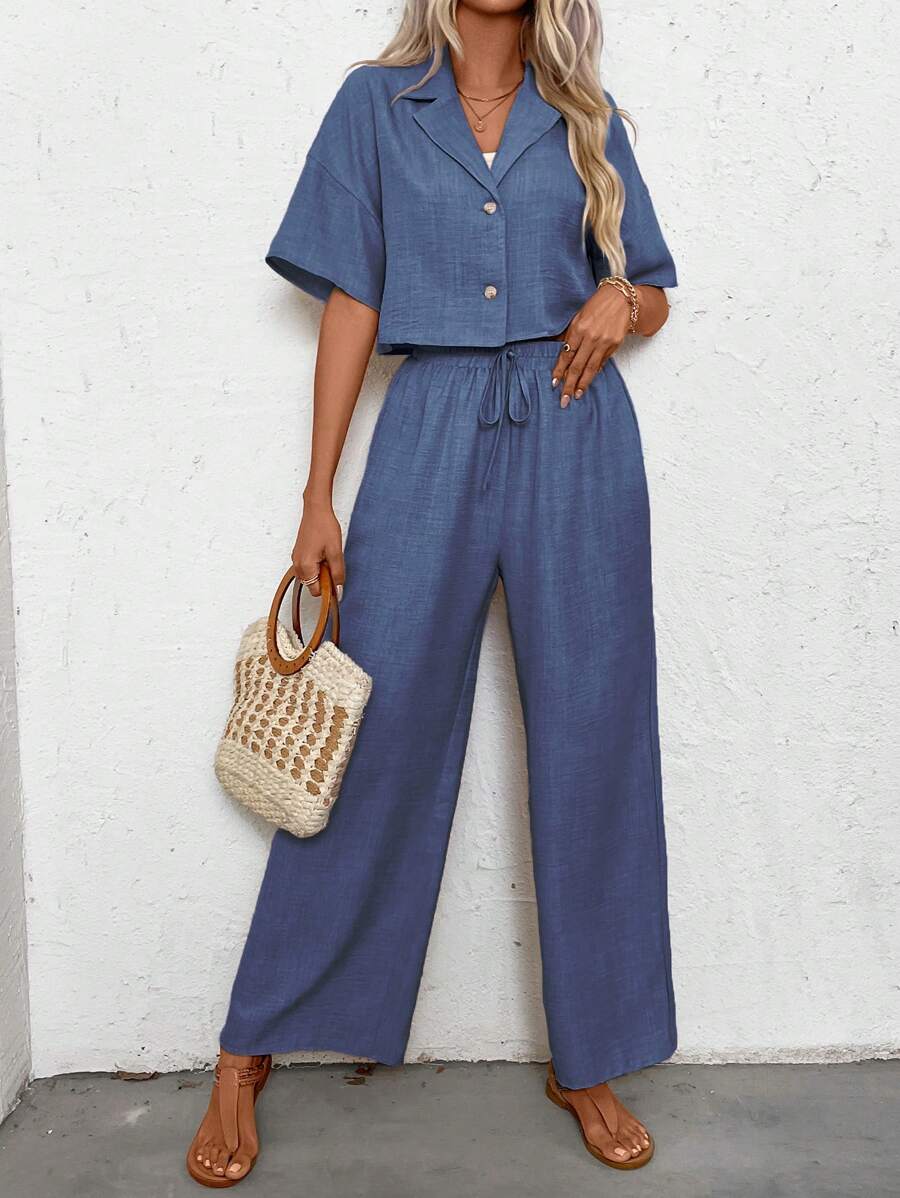 Womens Linen Short Sleeve Shir - Linen Pant Wide のレビューと価格
