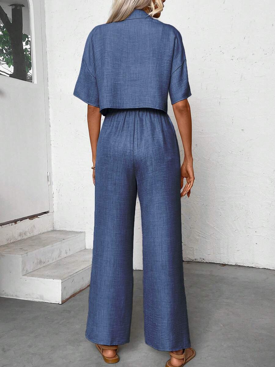 Womens Linen Short Sleeve Shir - Linen Pant Wide のレビューと価格