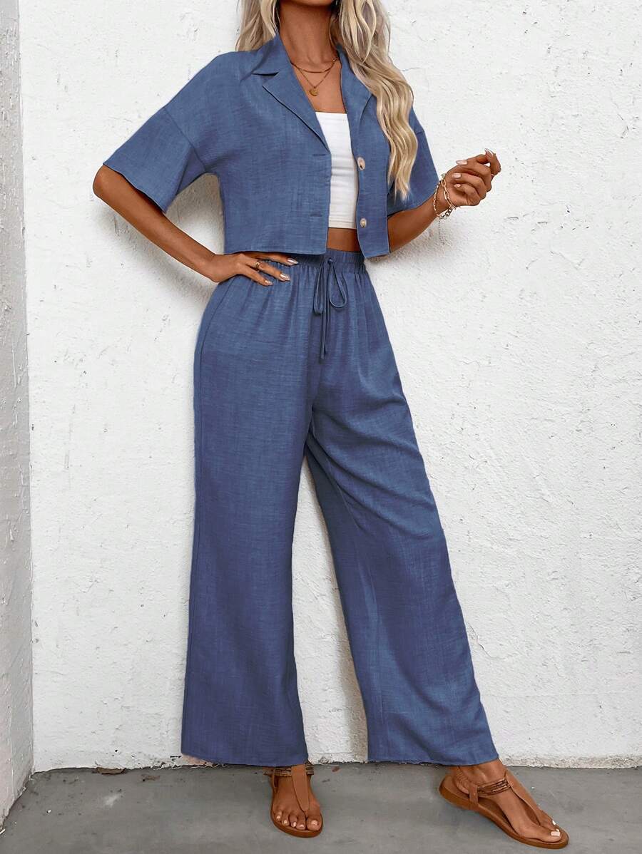 Womens Linen Short Sleeve Shir - Linen Pant Wide のレビューと価格