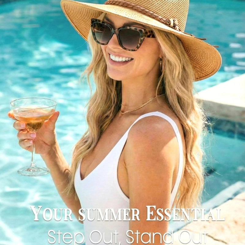 1pc Summer Straw Beach Sun Hat - Hat Floppy Wide のレビューと価格
