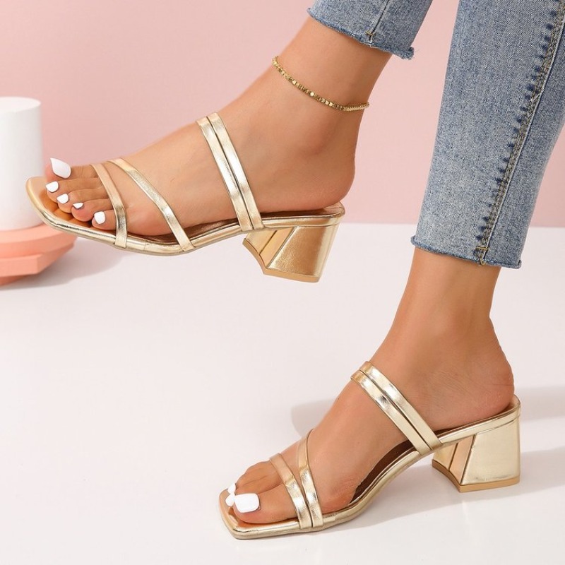 Women's Mules Open Square Toe  - Sandal Strappy Heeled のレビューと価格