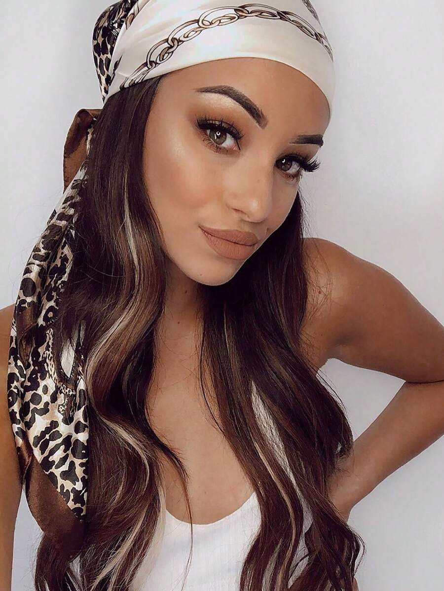 1pc Leopard Print Chain & Flor - Headband Summer Knit のレビューと価格