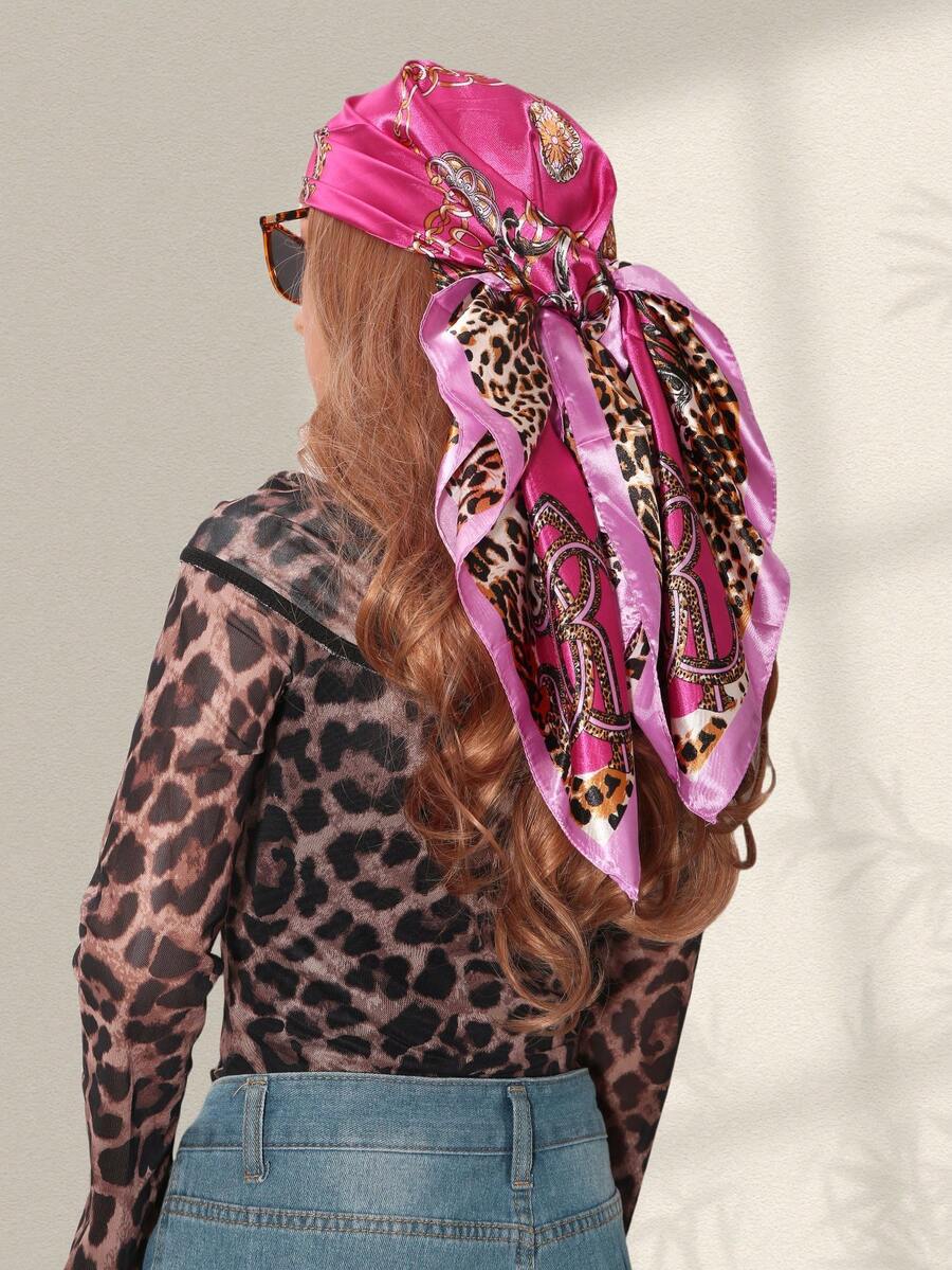 1pc Leopard Print Chain & Flor - Headband Summer Knit のレビューと価格
