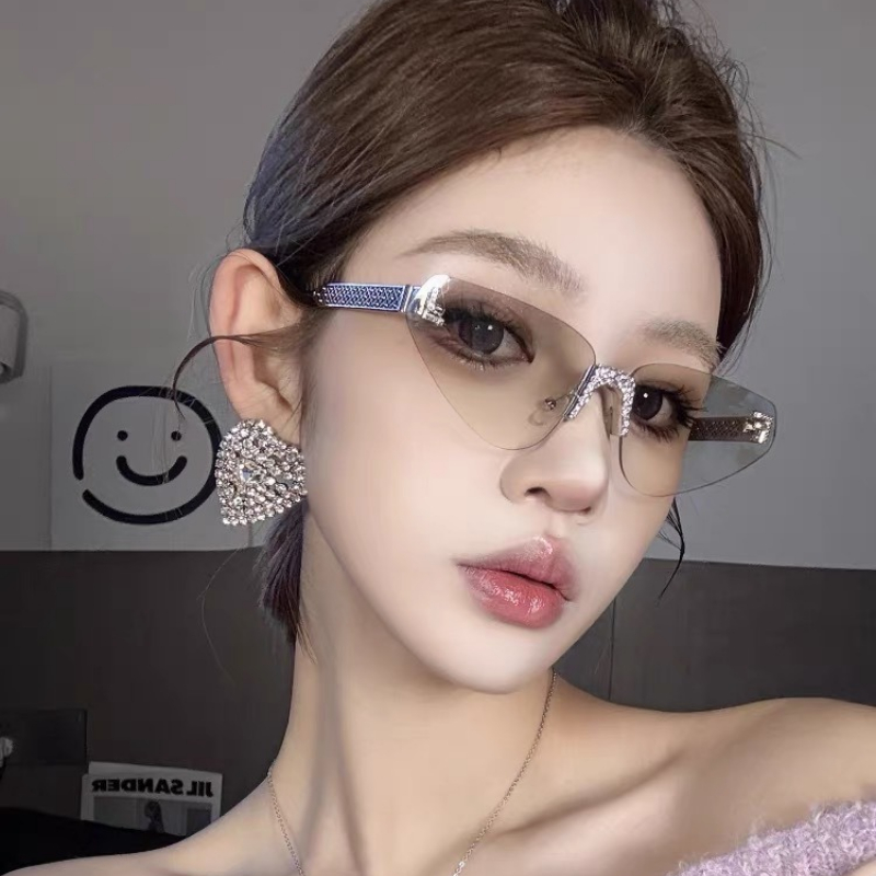 Women's Sexy Cat Eye Rimless R - Sunglasses Cat Eye のレビューと価格