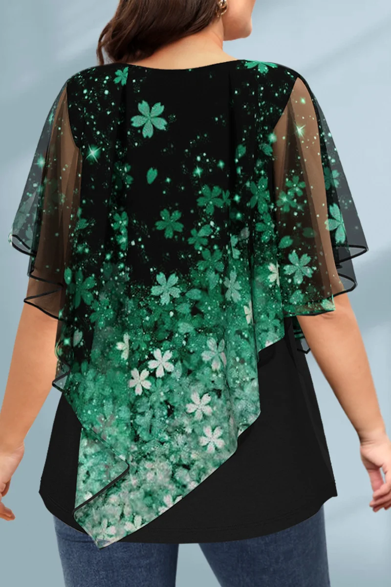 Women's Plus Size Blouse Chiff - Romper Floral Print のレビューと価格