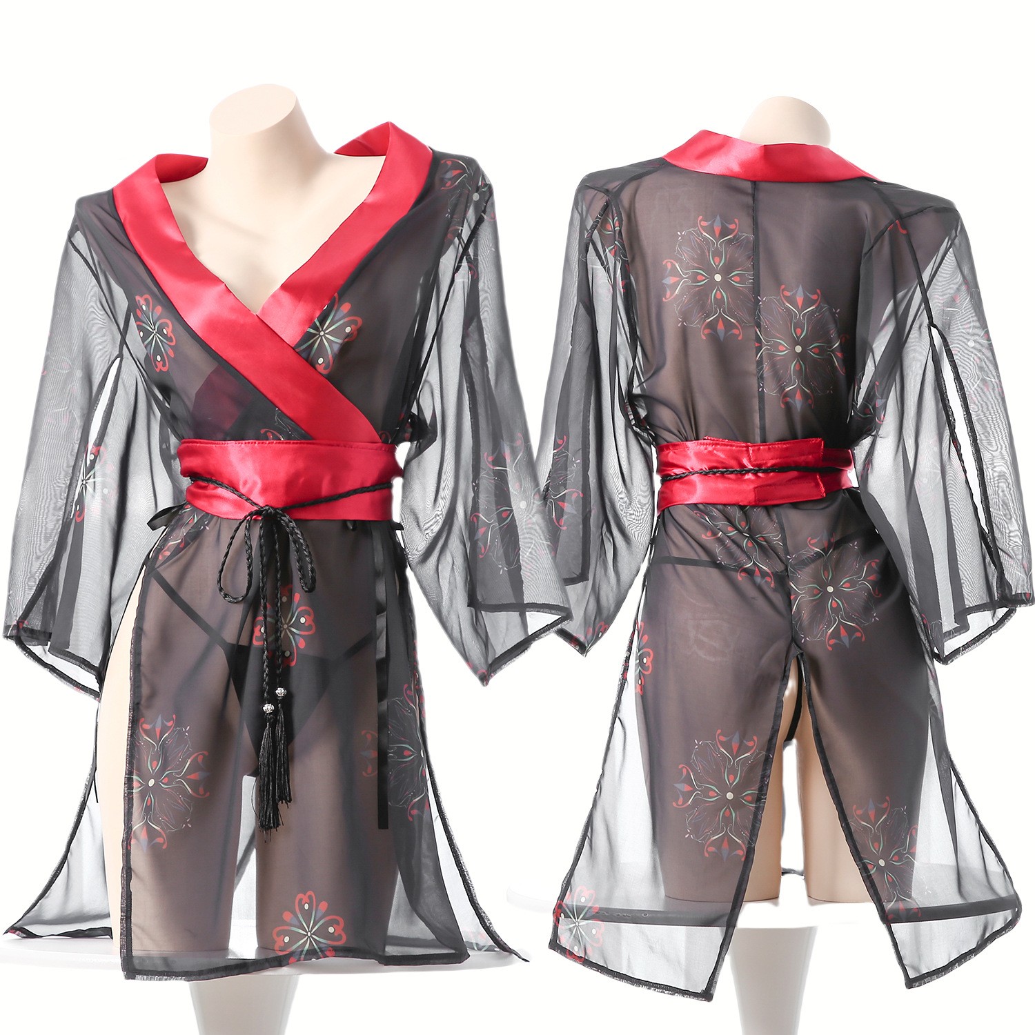 Women's Black Sheer Mesh Japan - Kimono Sheer Floral のレビューと価格